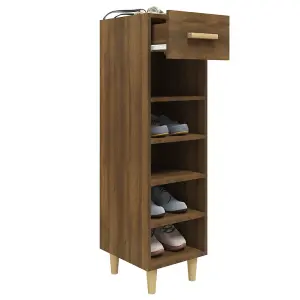 Berkfield Shoe Cabinet Brown Oak 30x35x105 cm Engineered Wood