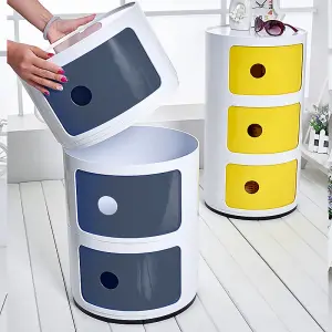 Cylindrical Multi Tiered Bedside Plastic Bedside Storage Drawers Unit Drawer Bedside Chest 58cm H