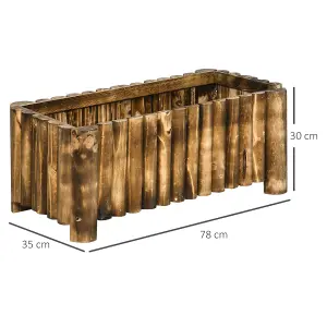 Outsunny Raised Flower Bed Wooden Rectangualr Planter Container Box Wood 4 Feet