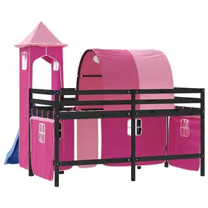 Berkfield Kids' Loft Bed with Tower without Mattress Pink 80x200 cm