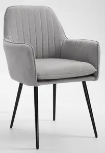 Hallowood Furniture Pair of Light Grey Fabric Chair with Metal Legs