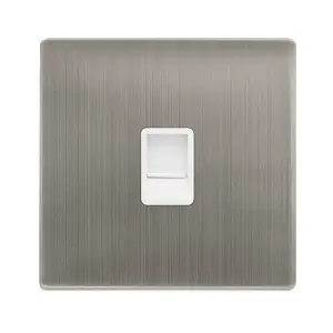 Stainless Steel Screwless Plate Rj11 Socket - White Trim - SE Home