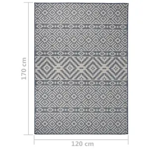 Outdoor Flatweave Rug 120x170 cm Blue Stripes