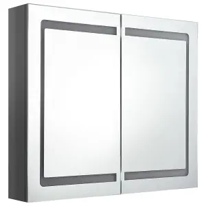 Berkfield LED Bathroom Mirror Cabinet Shining Grey 80x12x68 cm