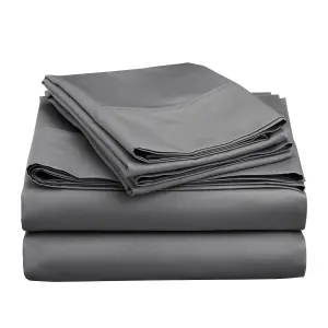 Luxury Plain Duvet Cover 3-Piece Reversible Grey Super Soft & Breathable  Quilt Bedding  Set Single Double King Super King Sizes