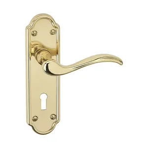 URBNLIVING 170mm Length 8 Pcs Lisbon Metal & Polished Brass Latch Door Keyhole Handles Set