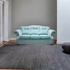 Chesterfield Traditional 3 Seater Sofa Pimlico Aqua Blue Fabric In Era Style