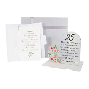 Sleek Contemporary Clear Toughened Glass 25th Anniversary Sentiment Ornament