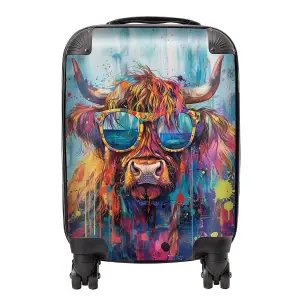 Splashart Highland Cow With Glasses Suitcase - Mini Cabin