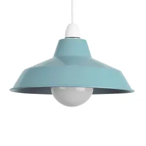 ValueLights Colby Retro Style Gloss Blue Metal Reflector Ceiling Pendant Light Shade