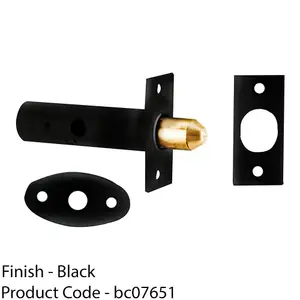 Matt Black Internal Door Security Bolt - 61mm Length - 32mm Fixing Centres