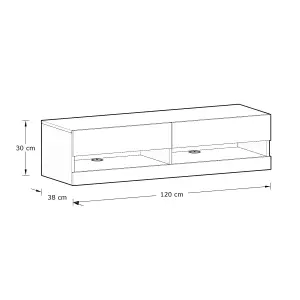 GFW Leon 120cm Wall TV Unit with LED Oak