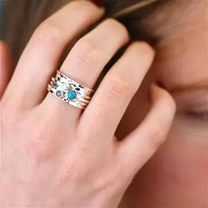 Sterling Silver Turquoise And Moonstone Spinning Ring