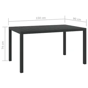 Berkfield Garden Table Black 150x90x74 cm Aluminium and WPC