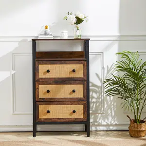 Rattan Storage Cabinet with 3 Drawers and Shelf