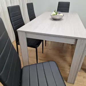 Dining Table and 4 Chairs With Bench Grey 4  Black Leather Chairs Wood Dining Set Furniture