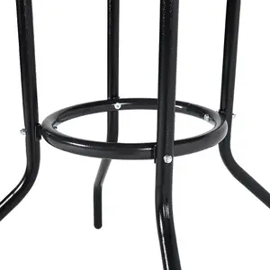 80cm Dia Round Wrought Iron Style Garden Table with Tempered Glass Top and Parasol Hole, Black