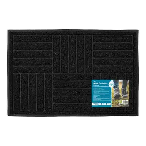 JVL Mud Grabber Spaghetti Scraper Doormat, 40x60cm, Black Square