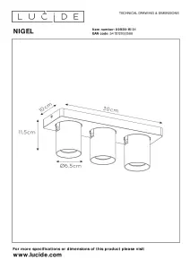 Lucide Nigel Modern Ceiling Spotlight - LED Dim to warm - GU10 - 3x5W 2200K/3000K - White