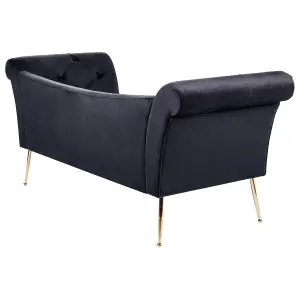 Velvet Chaise Lounge Black NANTILLY