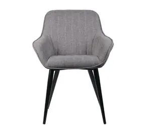 Set Of 2 Windsor Modern Accent Arm Chairs/Dining Chairs,Grey Fabric