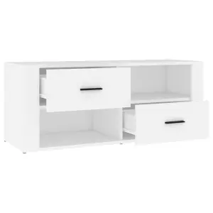 Berkfield TV Cabinet White 100x35x40 cm Engineered Wood