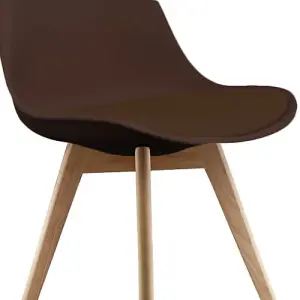 Soho Chocolate Plastic Dining Chair with Squared Light Wood Legs