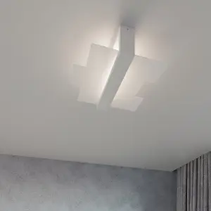 Feniks Wood White 2 Light Classic Ceiling Light