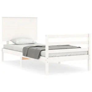 Berkfield Bed Frame with Headboard White 100x200 cm Solid Wood