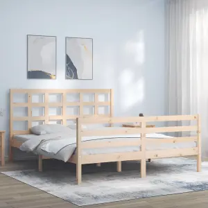 Berkfield Bed Frame with Headboard 160x200 cm Solid Wood