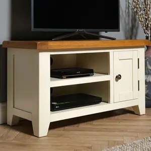 Elm Home And Garden Painted Cream Oak Small Tv Video Media Unit 50cm High x 91cm Wide x 37cm Deep Fully Assembled