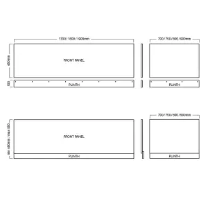 UK Bathrooms 800mm White Gloss Rigid Waterproof End Bath Panel