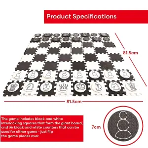 2-In-1 Giant Draughts And Chess Garden Games Giant Foam Fun Family Boardgame