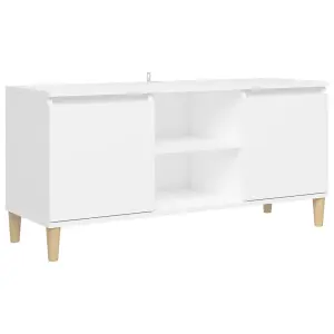 Berkfield TV Cabinet with Solid Wood Legs White 103.5x35x50 cm