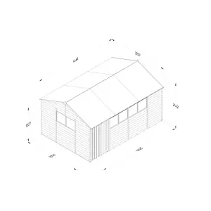 4LIFE Reverse Apex Shed 15x10 - Double Door - 6 Windows