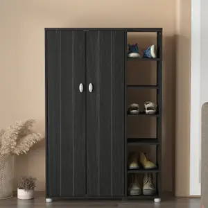 GFW Bideford Tall Shoe Cabinet Rustick Black Oak