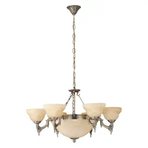 Pendant Ceiling Light Colour Bronzed Shade Champagne Glass Alabaster Bulb E14 9x60W