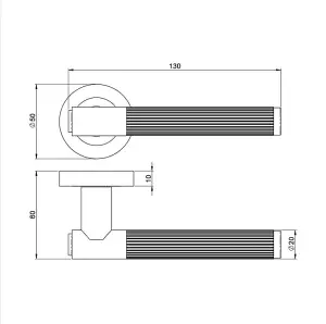 1 Set Linear T-Bar Euro Lock Door Handle Set 70mm Barrell Key Matt Black Finish