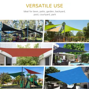 Outsunny 4x4m Triangle Sun Shade Sail UV Protection HDPE Canopy w/ Rings Grey