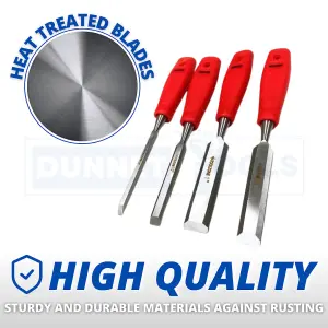 4pc Chisel Set Plastic Handle Precision Heat Treated Safety DIY Tool Equipment