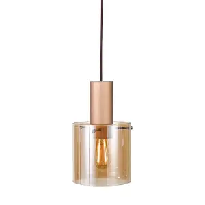 Luminosa Modern Hanging Pendant Antique Bronze, Black 1 Light  with Glass Shade, E27