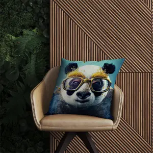 Panda With Golden Glasses Splashart Outdoor Cushion 60cm x 60cm