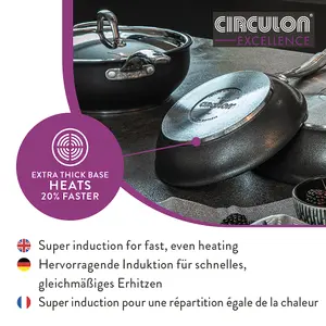 Circulon Excellence Black Round Aluminium Induction Suitable Dishwasher Safe Frying Pan 26cm