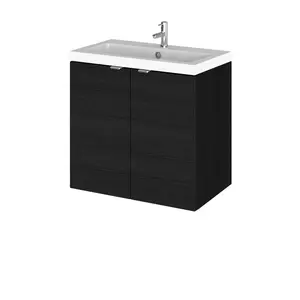 Fusion 600mm Wall Mount Vanity Unit Charcoal Black