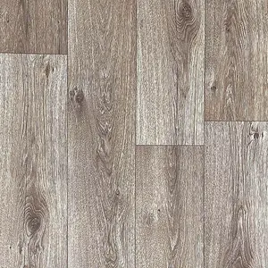 Dark Beige Wood Effect Vinyl Flooring For Kitchen, Bathroom, Dining Room, 2.0mm Thick Vinyl Sheet -6m(19'8") X 2m(6'6")-12m²