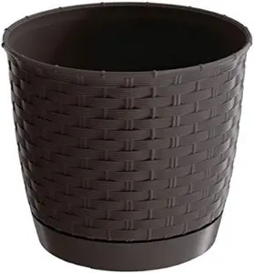 Plant Pot Flowerpot Wave Plastic Crystal Modern Decorative Small Medium Large  Dark Brown Round 2.8 Litres