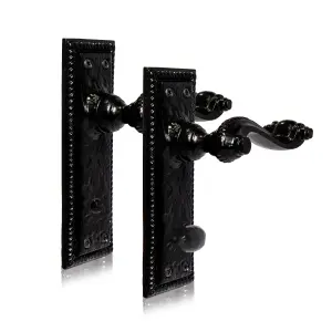 XFORT Georgian Black Antique Traditional Lever Bathroom Door Handles (1 Pair)