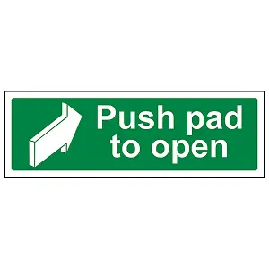 Push Pad To Open Door Safety Sign - Rigid Plastic - 300x100mm (x3)