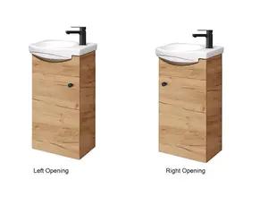 Bathroom Vanity Unit with Basin 400 Cloakroom Sink Cabinet Wall Oak Finish Avir