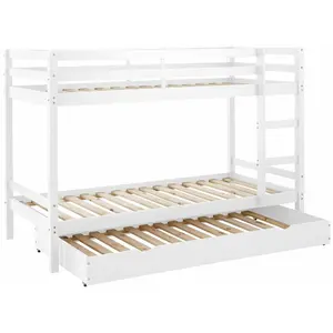 Io European Single (90 x 200cm) Solid Wood Standard Bunk Bed White